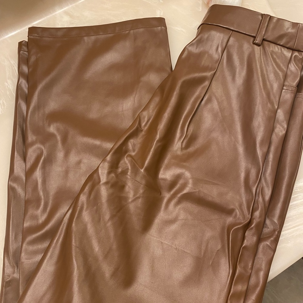 Leather brown pants